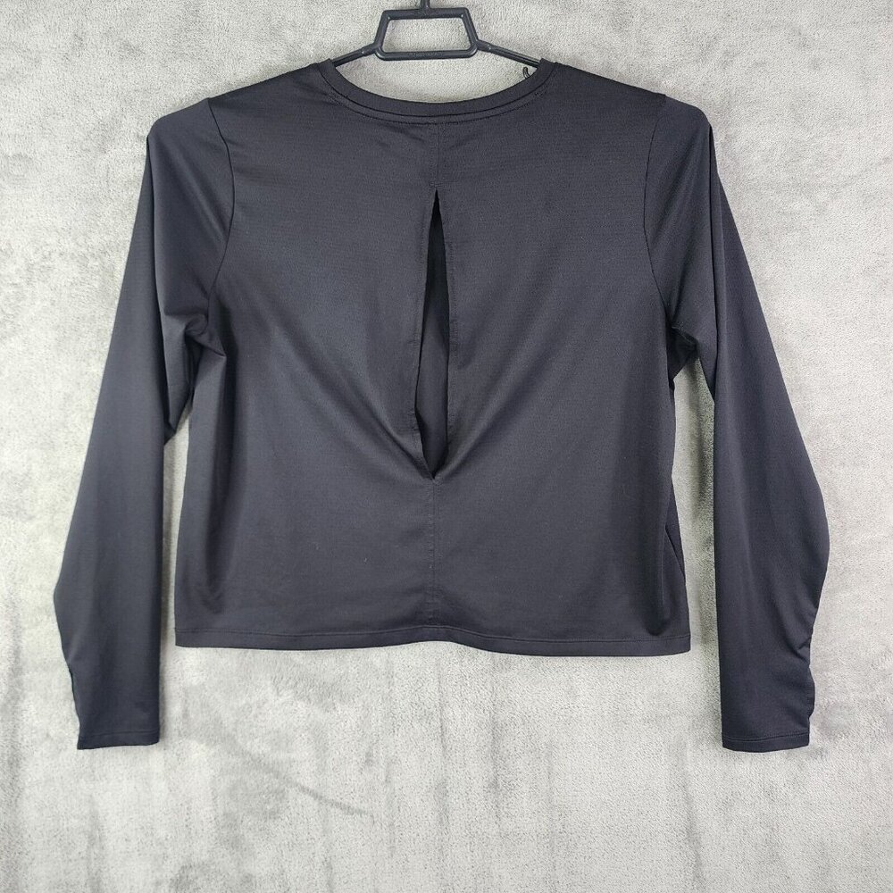 Womens Black Sports Illustrated Open Back Tee Top Shirt Long Sleeve Size XL - Picture 7 of 15